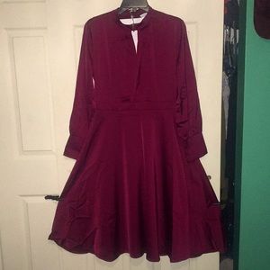 Bowknot Satin dress (Wine)